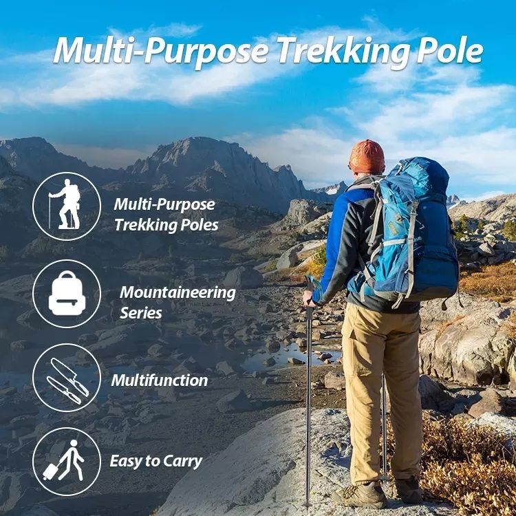 Collapsible Aluminum Multifunction Walking Stick – Outdoor & Hiking Use