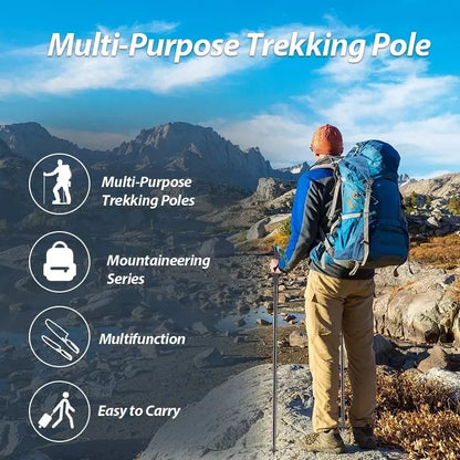 Collapsible Aluminum Multifunction Walking Stick – Outdoor & Hiking Use
