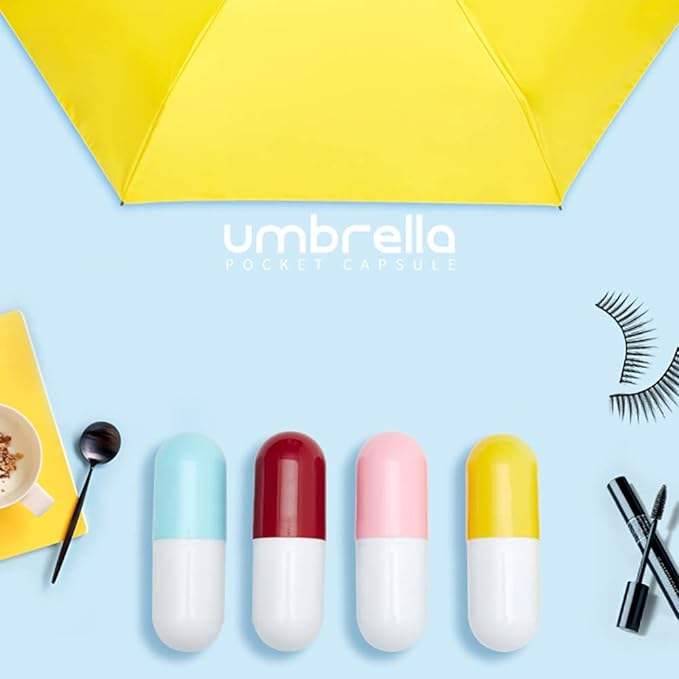 Mini Guarda-chuva de Bolso com Estojo Protetor em Cápsula