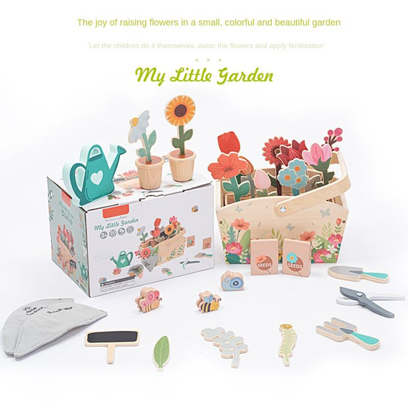 Juego de jardín educativo de madera – Juguete de maceta