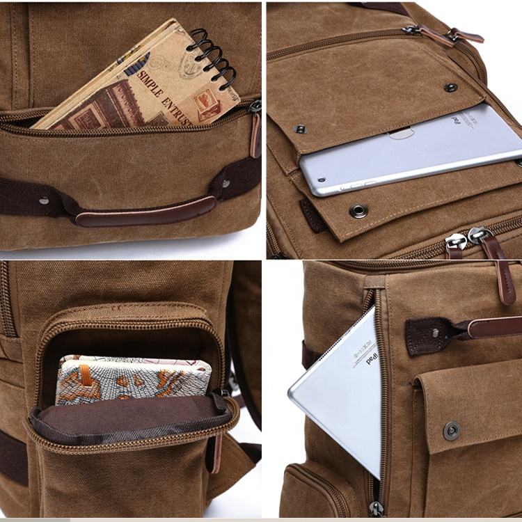 Mochila de lona estilo vintage para la escuela y los viajes