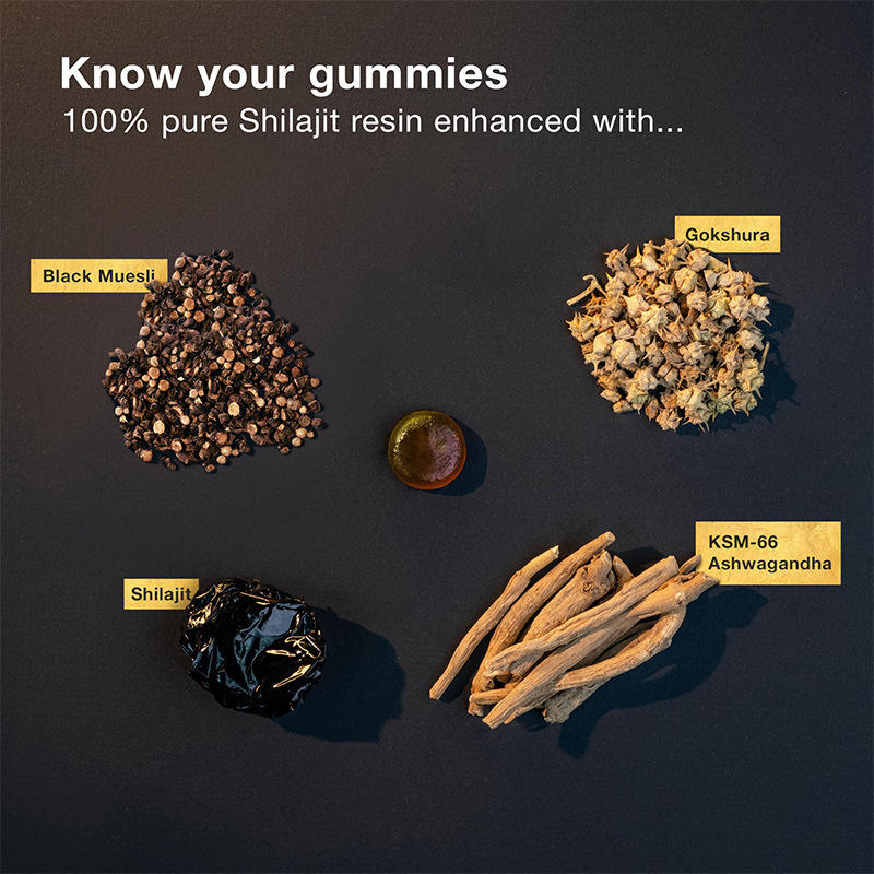 Gomitas orgánicas de Shilajit del Himalaya