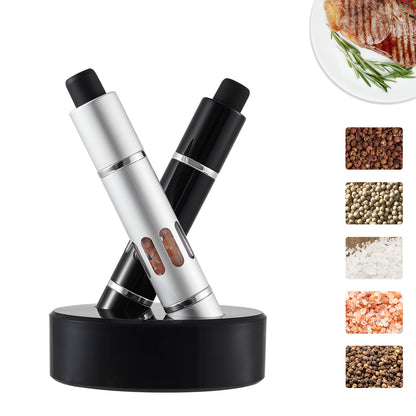 One-Handed Stainless Steel Thumb Press Spice Grinder Set