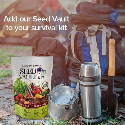 Kit de Sementes de Vegetais para Sobrevivência Gardeners Basics – Mais de 16.000 Sementes Não OGM para Abastecimento de Alimentos de Emergência