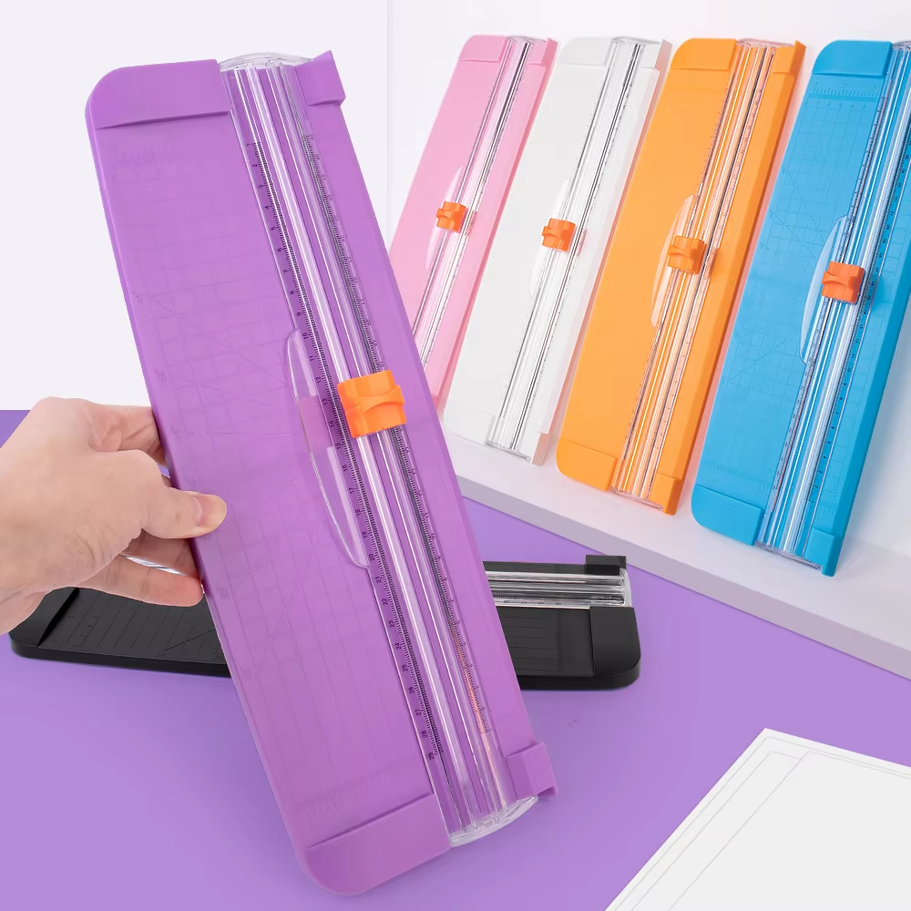 Cizalla de papel manual mini A4 - Cortador de papel portátil con cuchilla de seguridad para oficina, escuela y manualidades