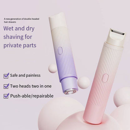 Aparador de Pelo Corporal e Facial Elétrico 2 em 1 para Mulher (À Prova de Água, Duas Cabeças)