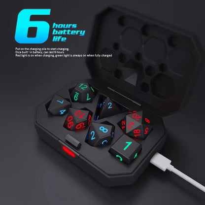 Rechargeable LED RPG Dice Set (7-Piece Light-Up Electronic Dice)