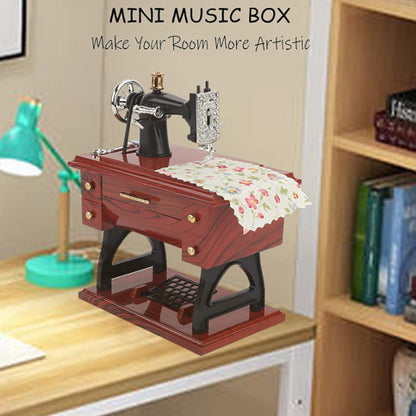 Caixa de Música Máquina de Costura Vintage – Ornamento de Secretária Mecânico