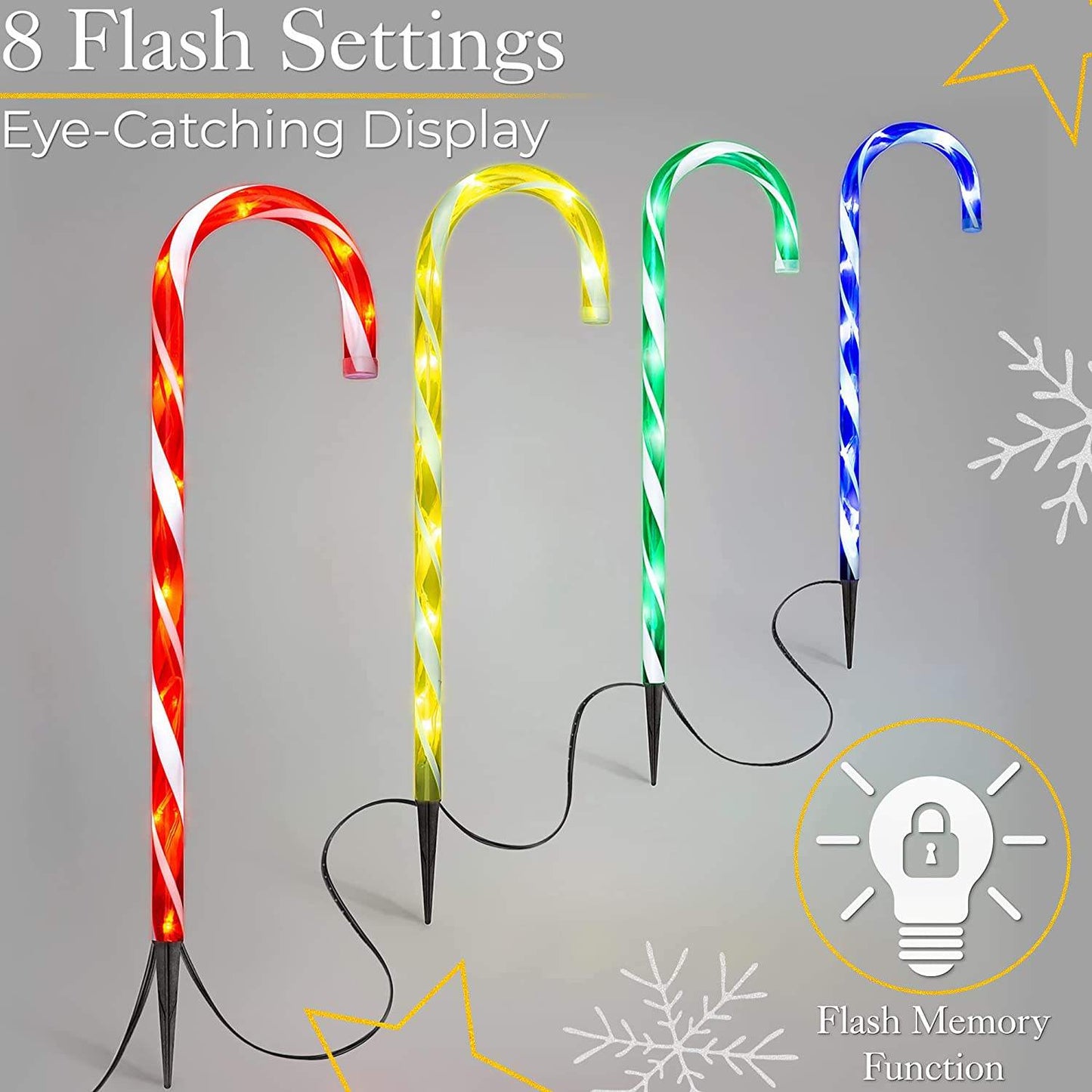 Luces LED de camino con forma de bastón de caramelo para exteriores – Decoraciones navideñas para patio