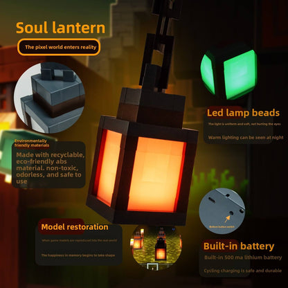 Luz Noturna de Lanterna LED Quadrada Estilo Pixel – Luz de Parede Multicolorida com Controlo Remoto para Salas de Jogos e Quartos