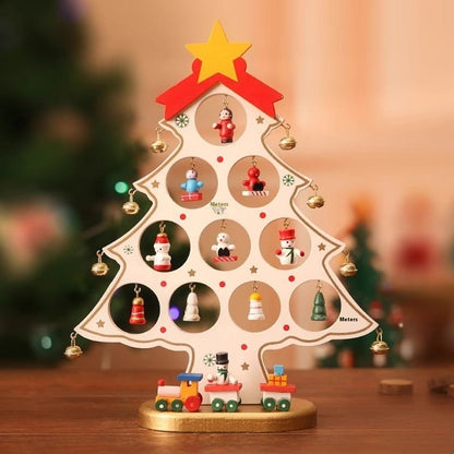 Decoração Nórdica de Árvore de Natal em Madeira – Conjunto de Enfeites de Natal