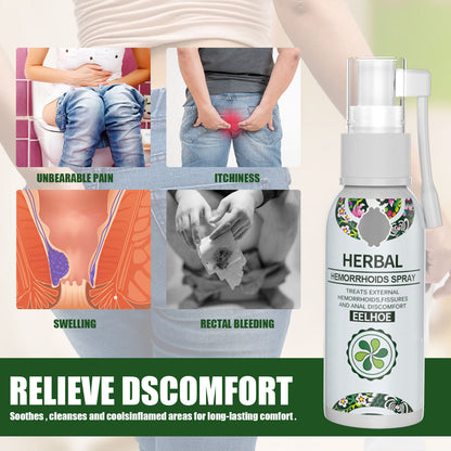 Spray de Alívio Natural de Hemorroidas à Base de Plantas Spray Corporal Calmante para Cuidados Anais para Dor e Inchaço