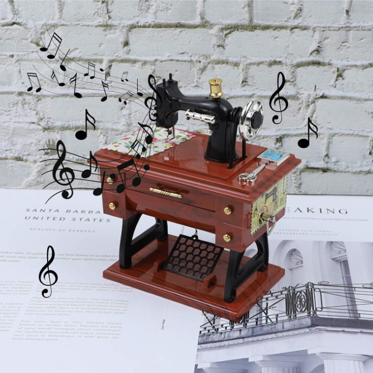 Caixa de Música Máquina de Costura Vintage – Ornamento de Secretária Mecânico