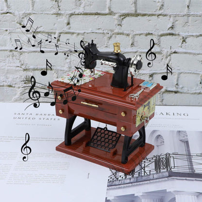 Caixa de Música Máquina de Costura Vintage – Ornamento de Secretária Mecânico