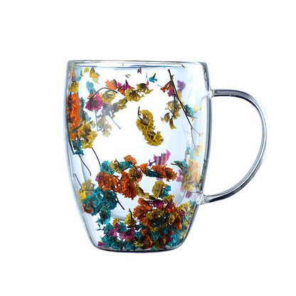 Botanical Double-Walled Dried Flower Glass Mug