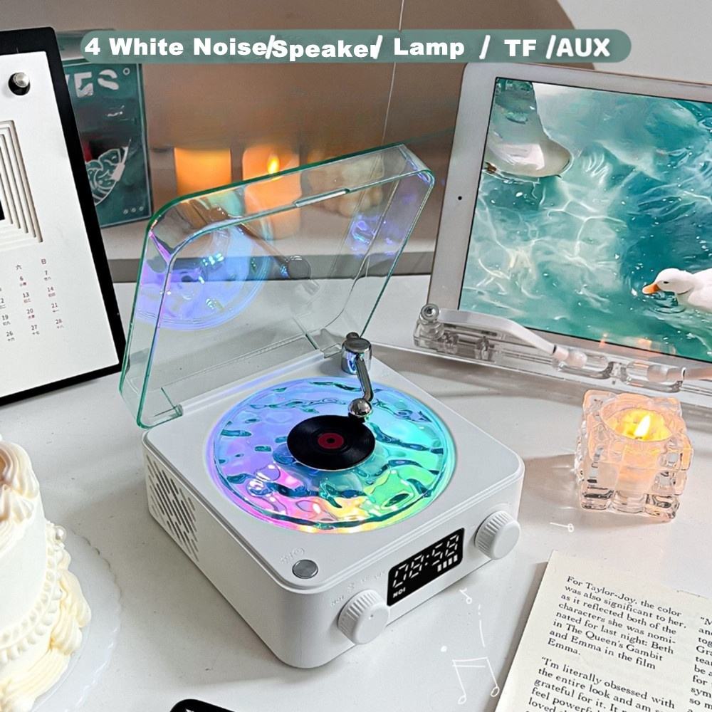 Coluna Portátil de Estilo Retrô com Ruído Branco e Luz RGB
