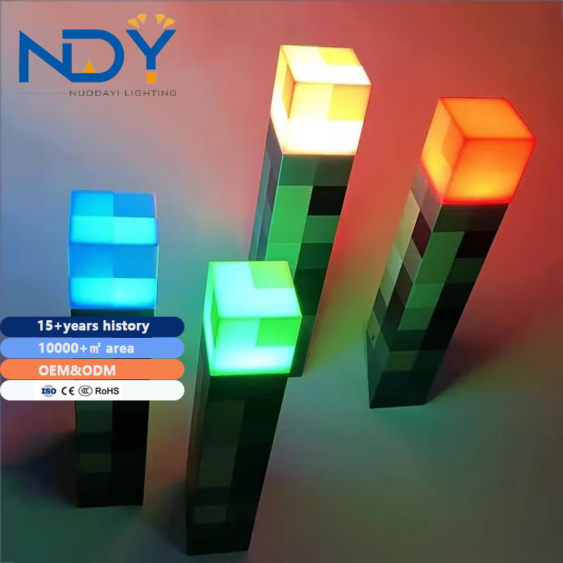 Antorcha LED que cambia de color inspirada en Minecraft – Luz nocturna recargable por USB para montar en la pared