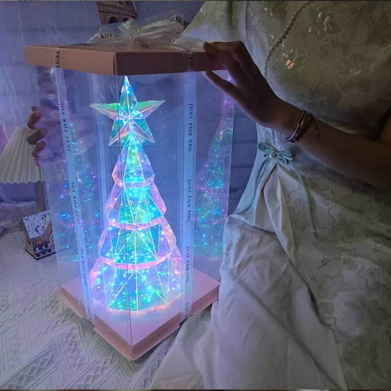 Luz nocturna USB de árbol de Navidad – Decoración navideña iluminada de 38 cm