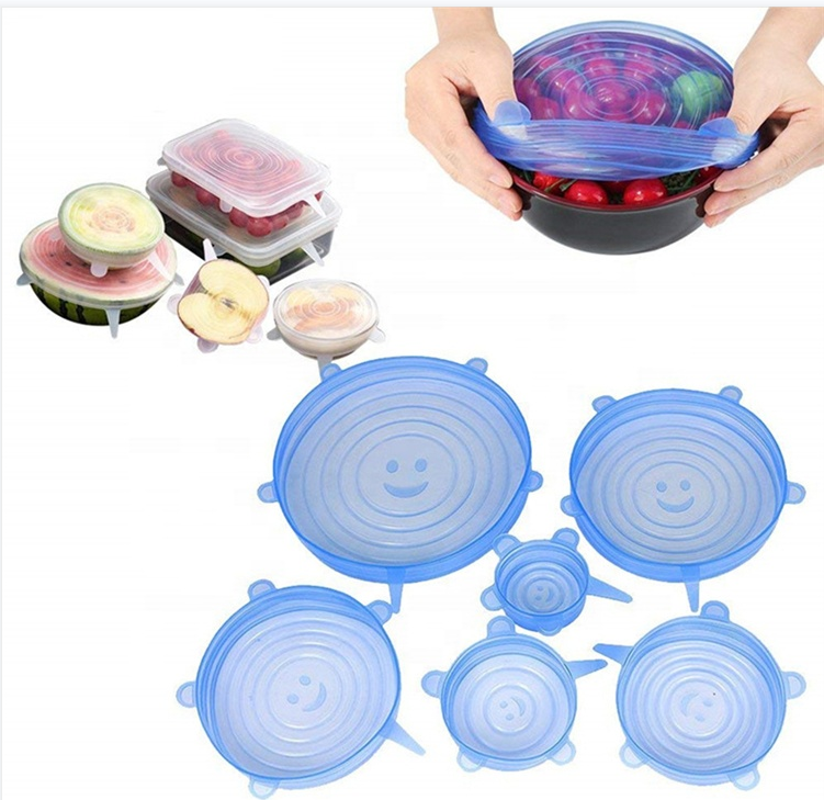 Stretch Lids Reusable Silicone Covers - 6-Pack Multi-Size Universal Food Fresh Covers