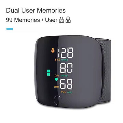 Monitor de Pressão Arterial de Pulso Recarregável com Visor LED