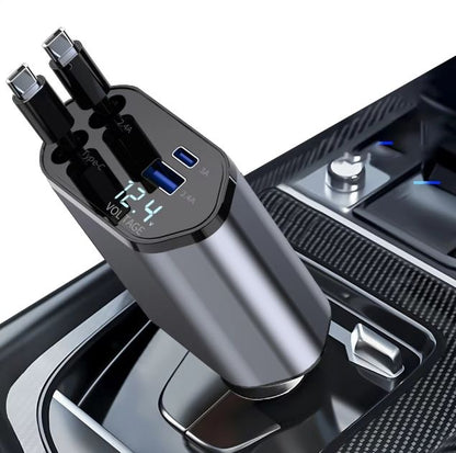 Cabo de Carregamento para Automóvel 4 em 1 Super Rápido – Carregador USB Múltiplo com Conectores Tipo C, Lightning e Micro USB