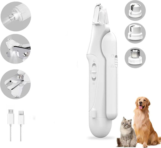 2-in-1 USB Rechargeable Dog Nail Grinder & Clipper with LED Light