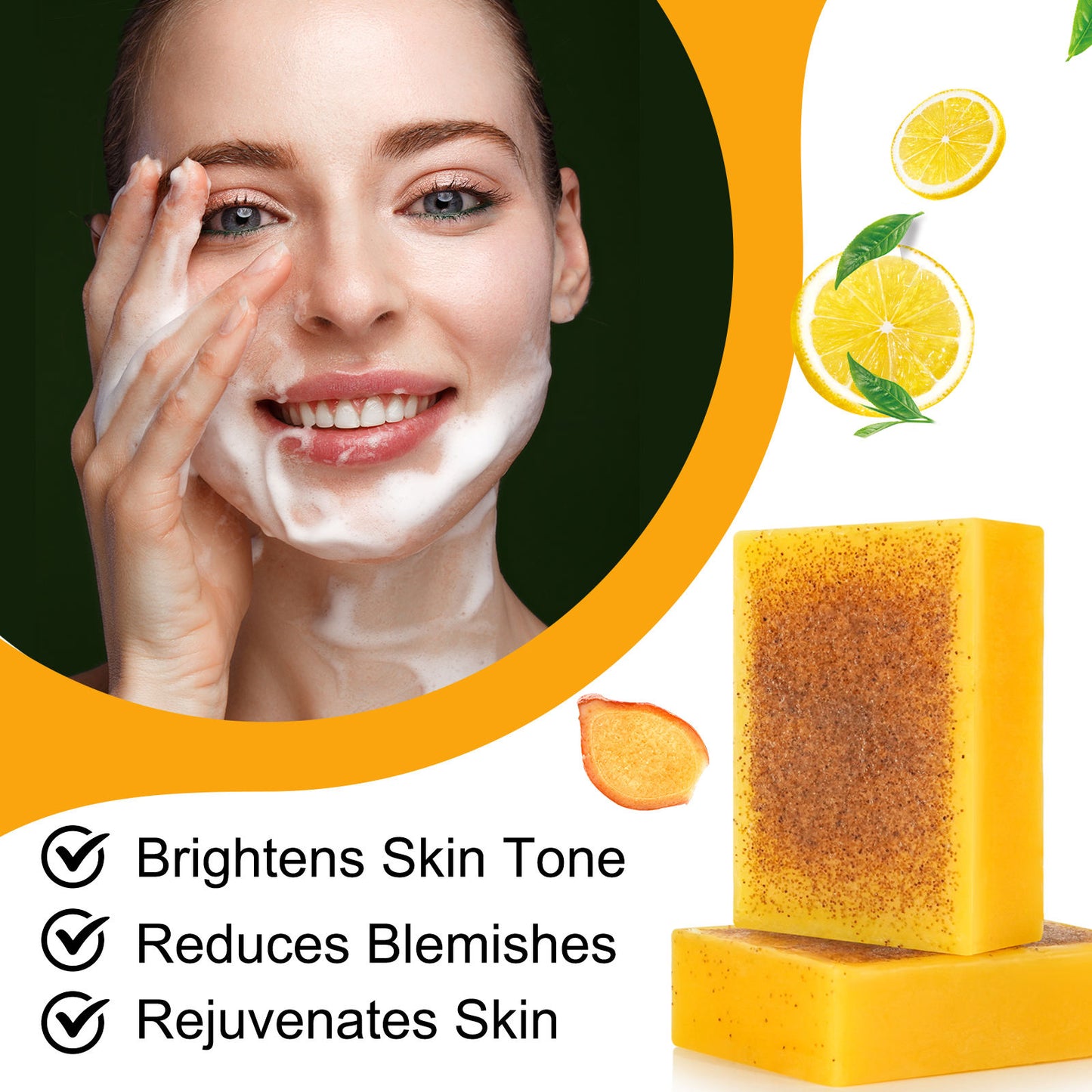 Lemon Turmeric & Kojic Acid Brightening Cleansing Bar