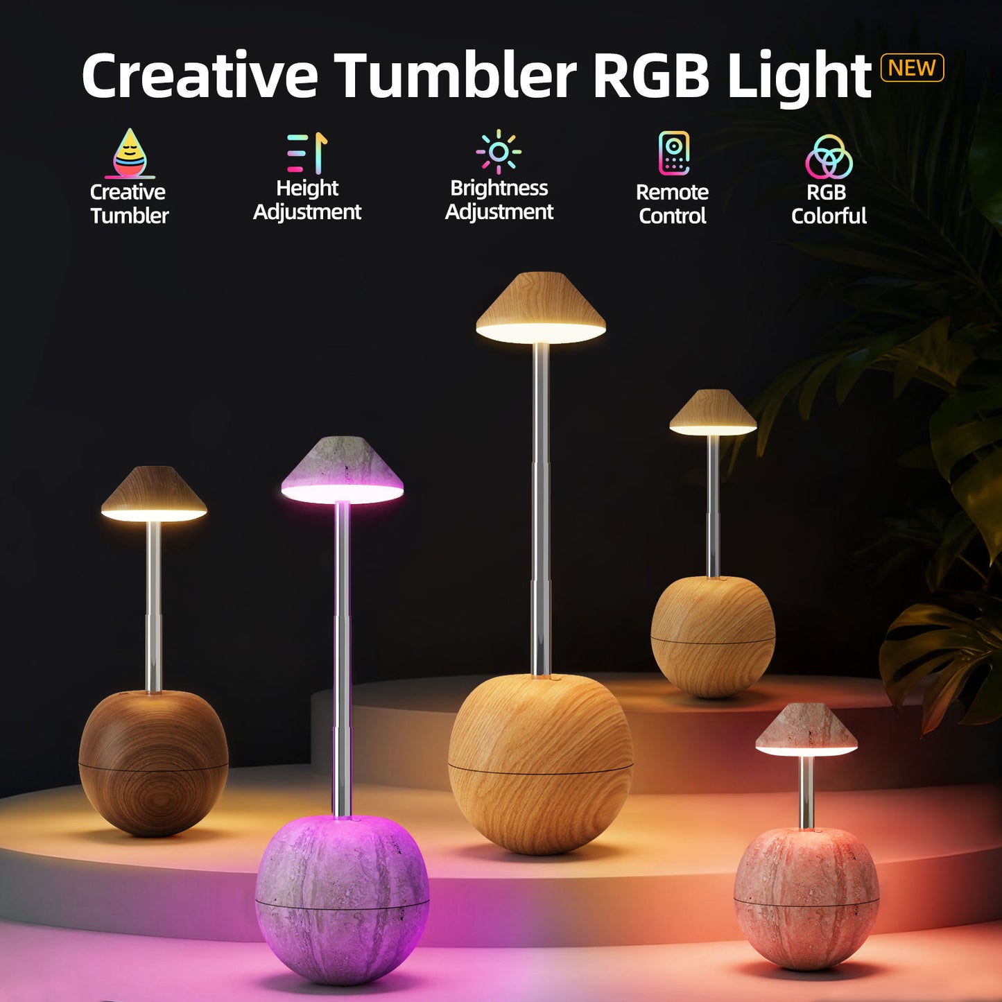 Lámpara RGB interactiva tipo vaso – Luz de escritorio que cambia de color, divertida y funcional – Recargable por USB y portátil