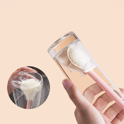 Escova de limpeza de garrafas e copos em silicone de cabo comprido