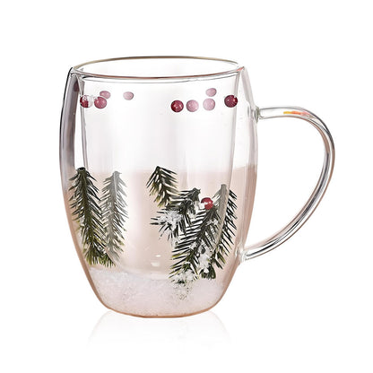 Botanical Double-Walled Dried Flower Glass Mug