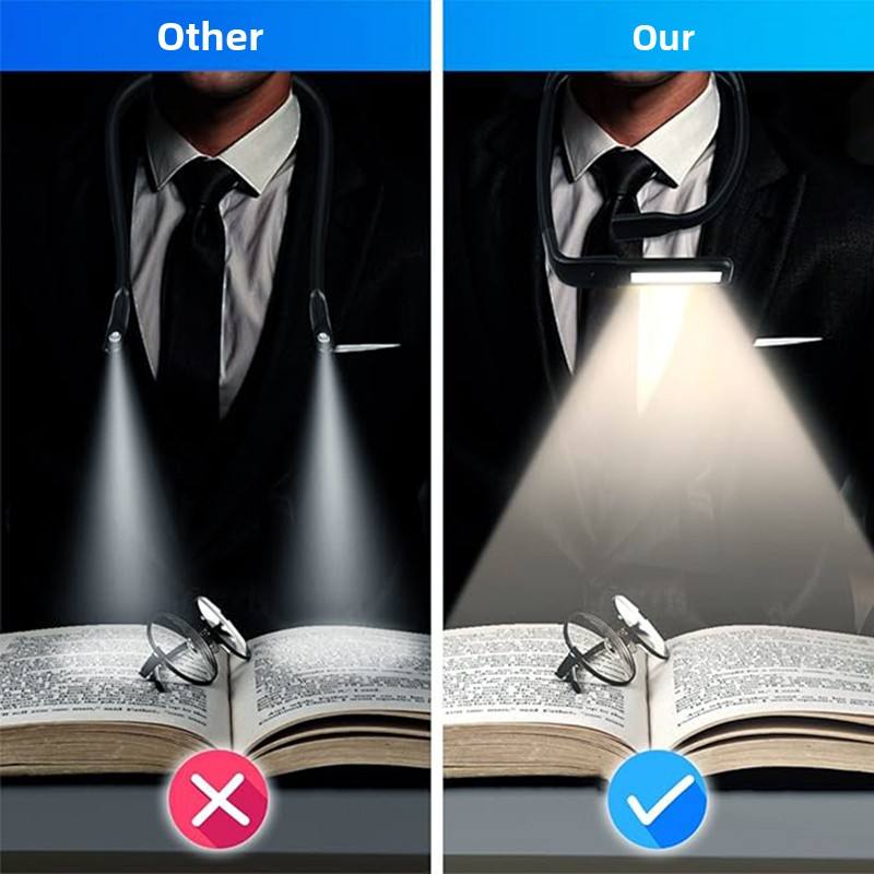 Rechargeable LED Neck Reading Light - Hands-Free Eye Protection Book Light