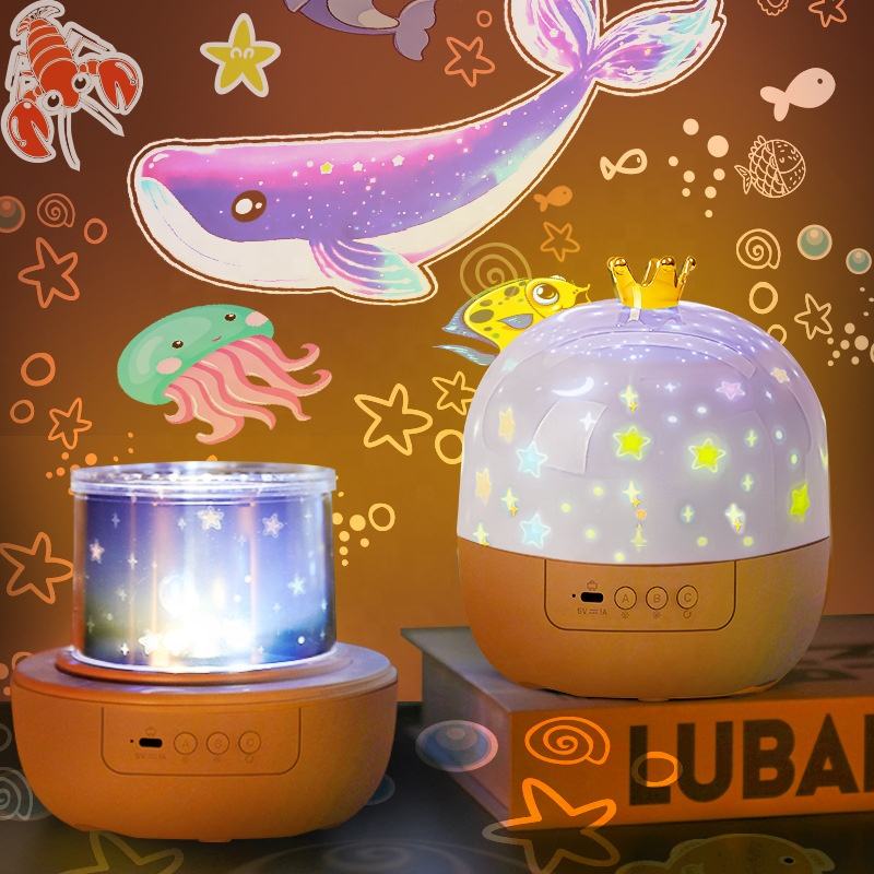 Projetor de Luz Noturna Rotativa com Tema Infantil - 15 Filmes Lâmpada Estrela 360°
