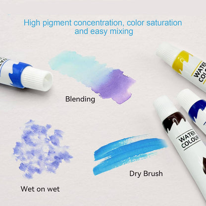 Travel Watercolor Kit – Mini Pocket Watercolor Palette Set with Watercolor Book & Paint Brush