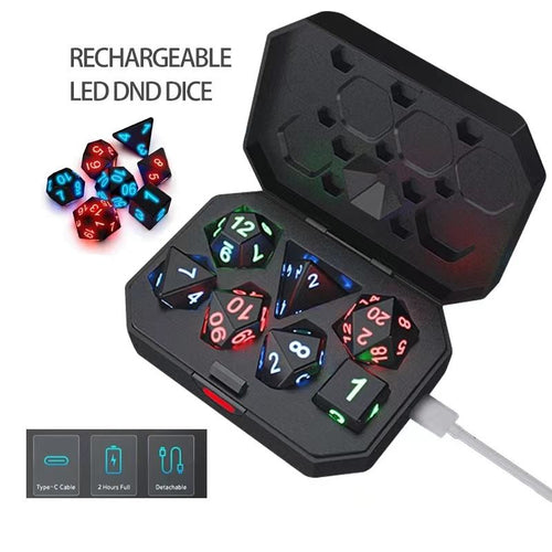 Rechargeable LED RPG Dice Set (7-Piece Light-Up Electronic Dice)