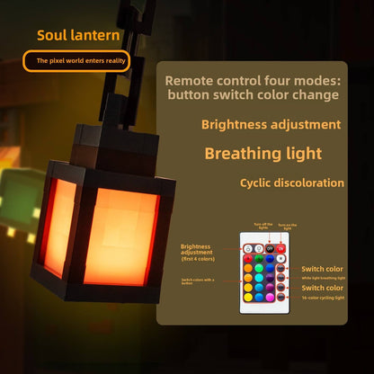 Luz Noturna de Lanterna LED Quadrada Estilo Pixel – Luz de Parede Multicolorida com Controlo Remoto para Salas de Jogos e Quartos