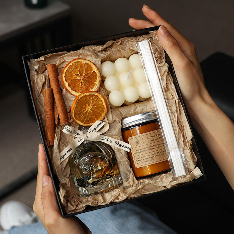 Caixa de Oferta de Velas de Soja Aromaterapêuticas de Natal – Vela Perfumada Natural Feita à Mão