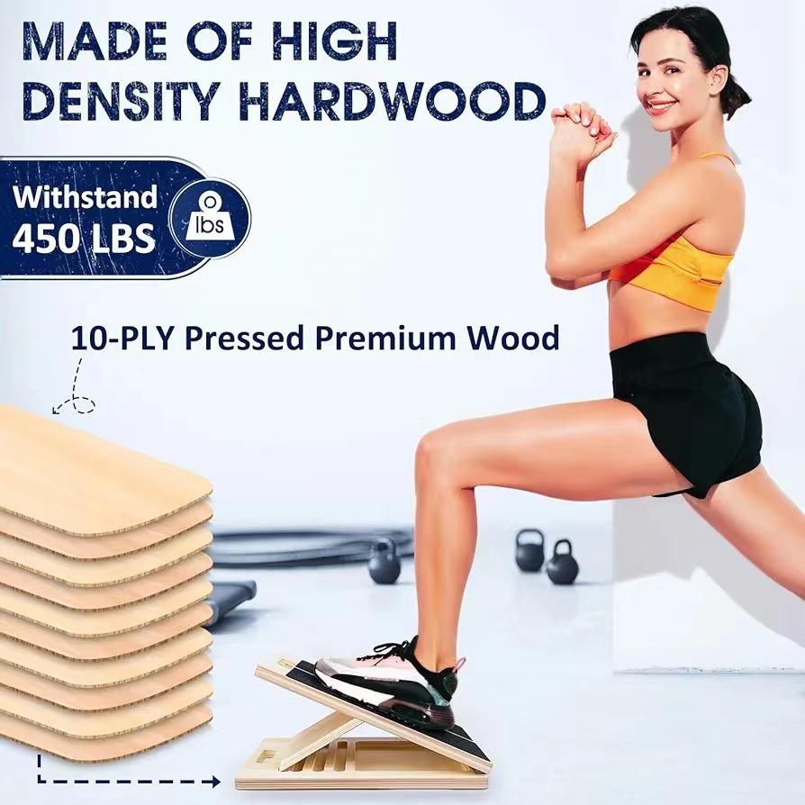 Adjustable Wooden Calf Stretch Slant Board (5 Levels)