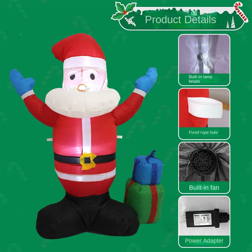Decoração de Pai Natal Insuflável Gigante de Exterior – Exibição Festiva de Natal Insuflável