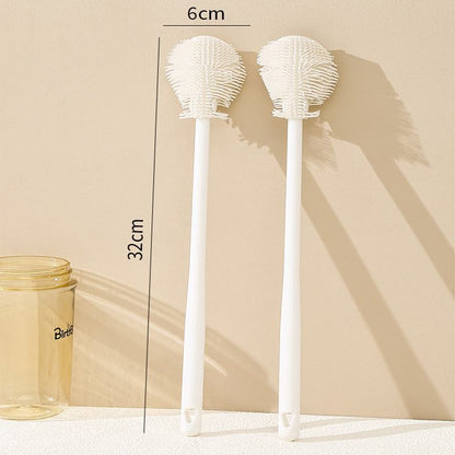 Escova de limpeza de garrafas e copos em silicone de cabo comprido