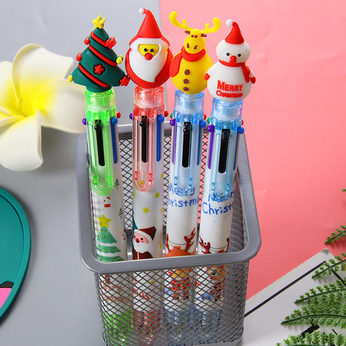 Juego de 6 bolígrafos navideños – Bolígrafos de Papá Noel y dibujos animados festivos