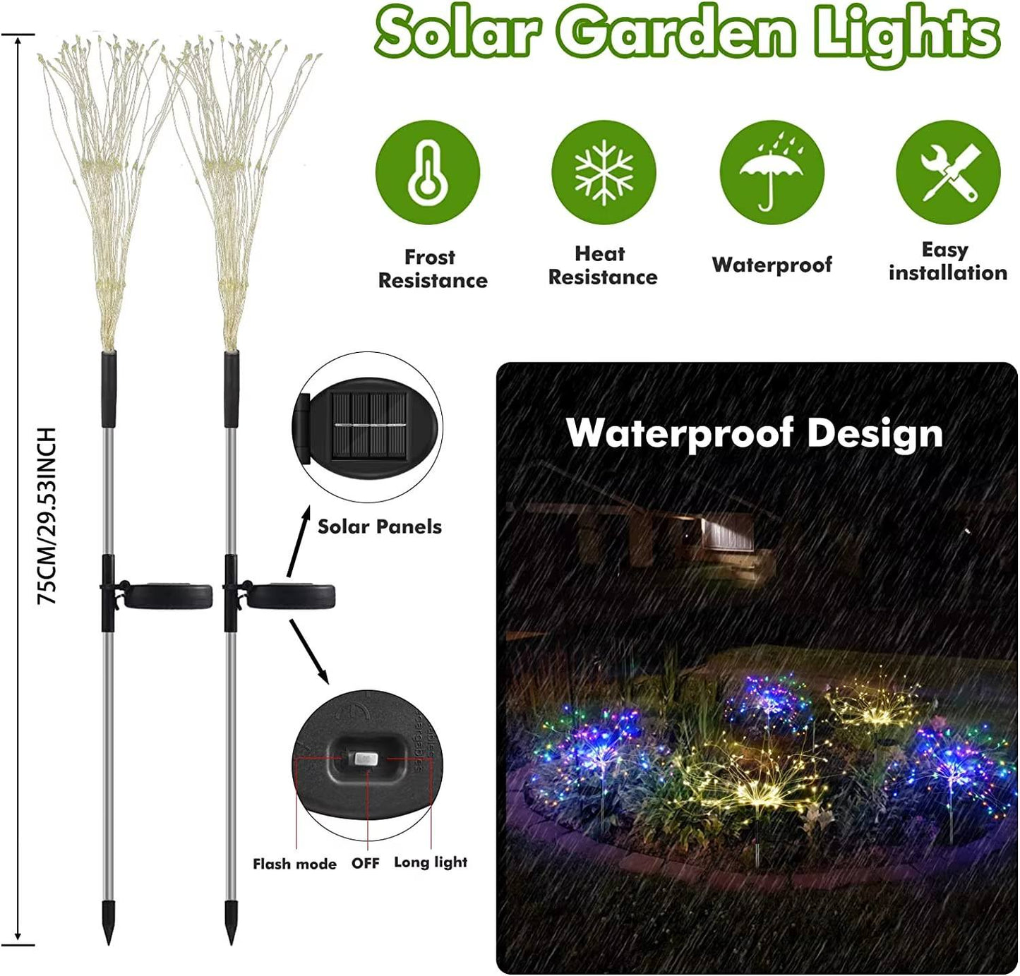 Luces LED de cadena tipo fuegos artificiales – Luces retro de hadas en forma de esfera para Navidad y decoración de jardín exterior