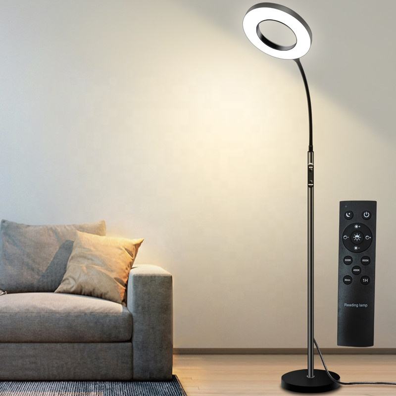 Lámpara de pie LED moderna con control remoto y temperatura de color ajustable