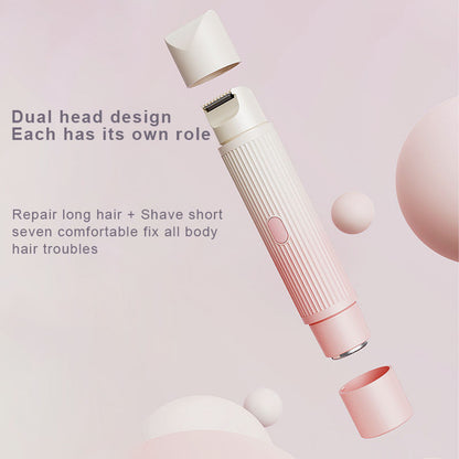 Aparador de Pelo Corporal e Facial Elétrico 2 em 1 para Mulher (À Prova de Água, Duas Cabeças)
