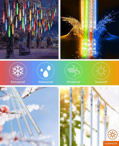 Luces LED de lluvia de meteoros – Decoración de árbol de Navidad y jardín con efecto de lluvia que cae