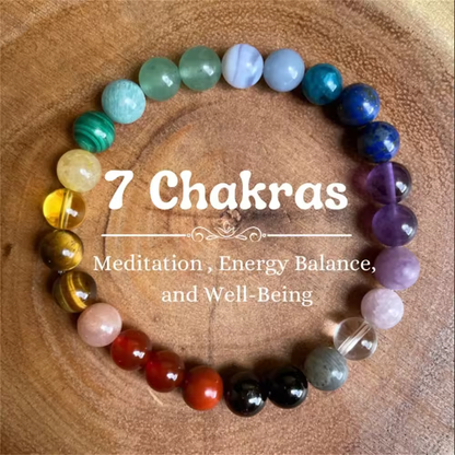 Natural Crystal Healing Bead Bracelet – Handcrafted Lucky Charm Cord