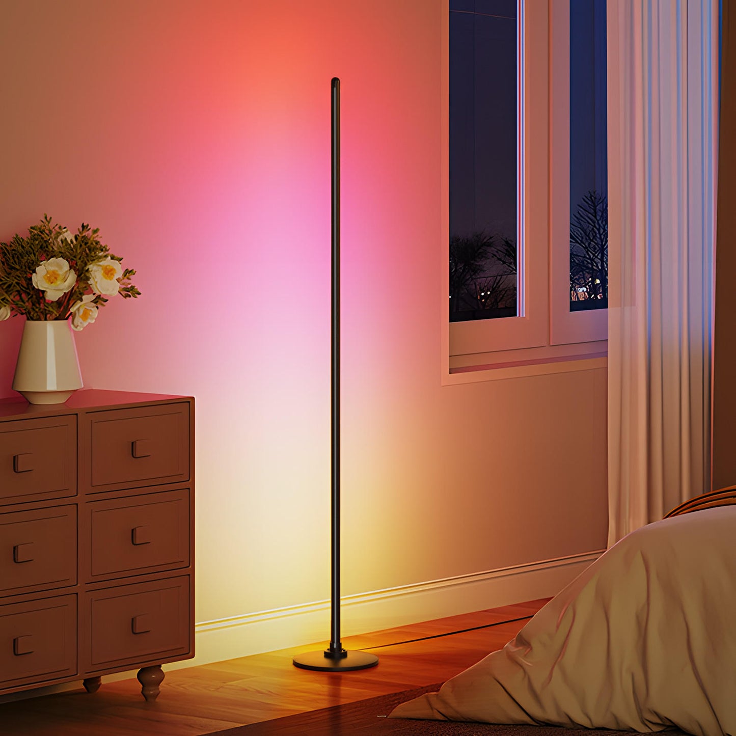 Lámpara de pie LED RGBIC inteligente - Lámpara de ambiente moderna que cambia de color