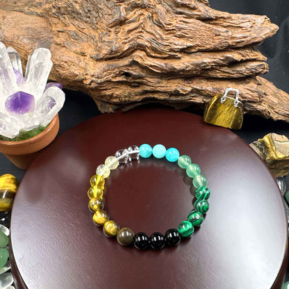 Natural Crystal Healing Bead Bracelet – Handcrafted Lucky Charm Cord