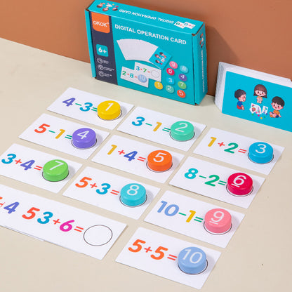 Conjunto de Brinquedos Montessori de Contagem de Números - Jogo de Aritmética com Contas de Madeira e Cartões