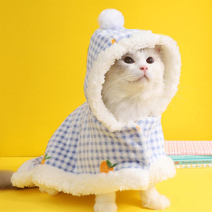 Capa de Gato em Lã Suave com Chapéu – Capa Convertível Aconchegante e Pijama para Gatos