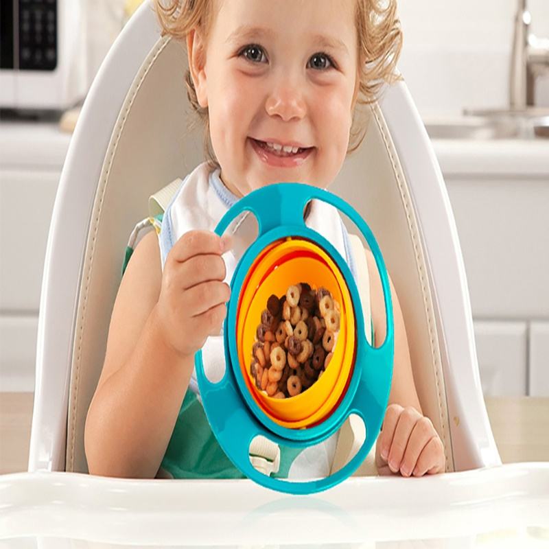 Magic Gyro Bowl for Kids – 360° Rotating Spill-Proof Baby Feeding Bowl with Lid – BPA-Free Snack Dish